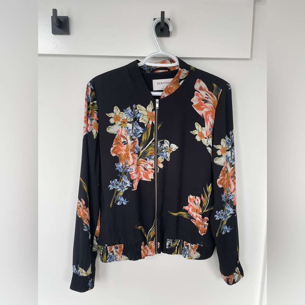Aritzia Babaton floral bomber jacket